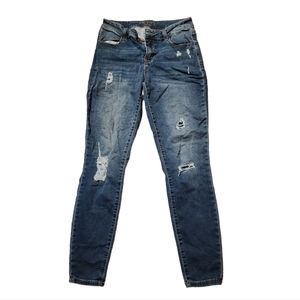 Maurices High Rise Dark Wash Distressed Jean Size S Reg